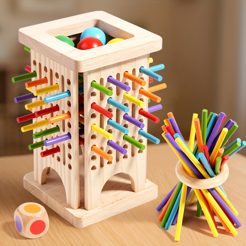 Board Game For Kids - Деревянная настольная игра Монтессори, красочные палочки,